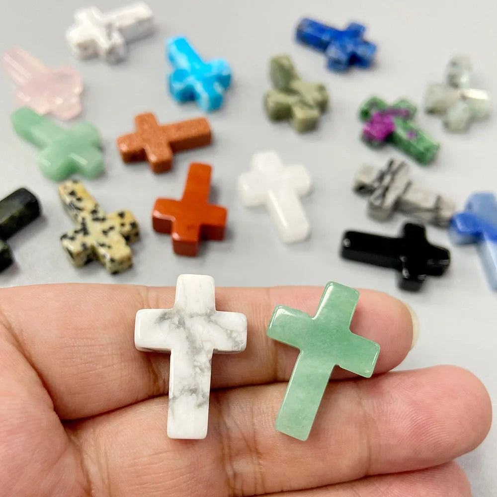 Natural Stone Cross Beads