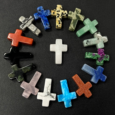Natural Stone Cross Beads