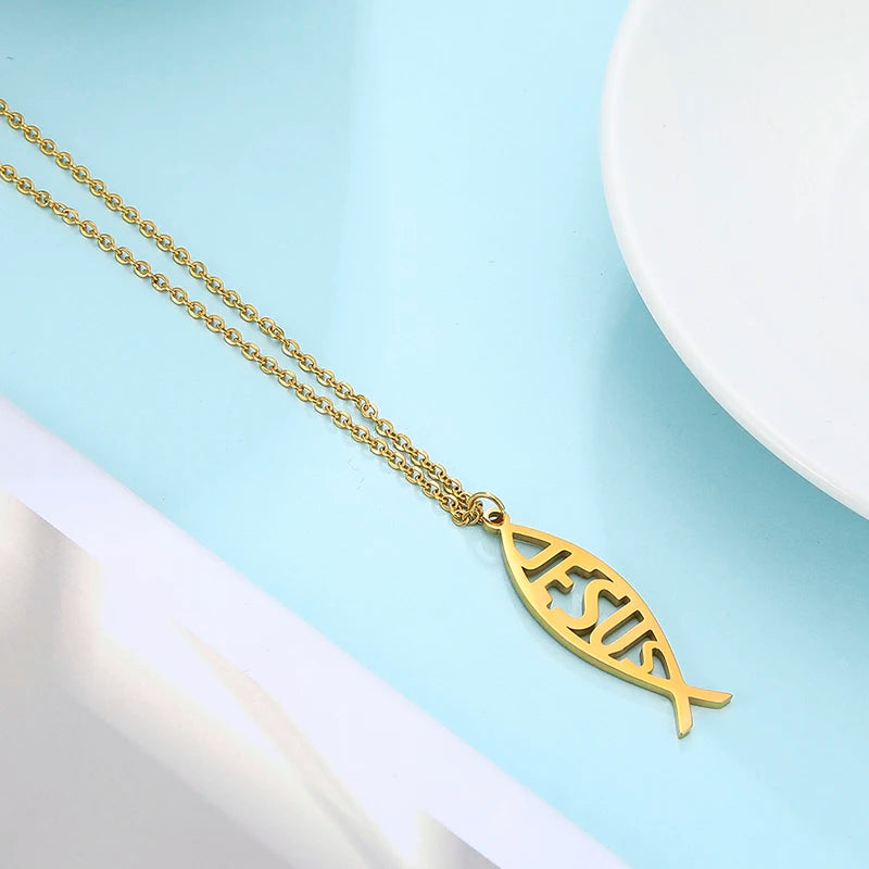 Jesus Fish Pendant Necklace