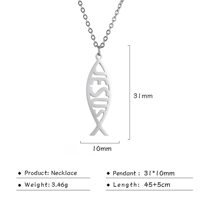 Jesus Fish Pendant Necklace