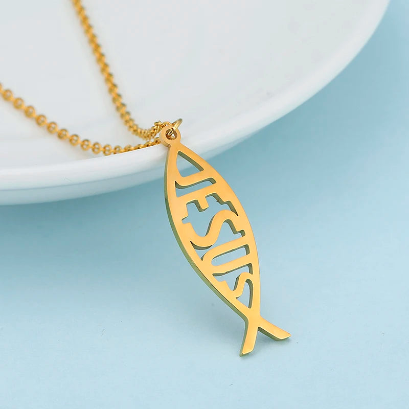 Jesus Fish Pendant Necklace